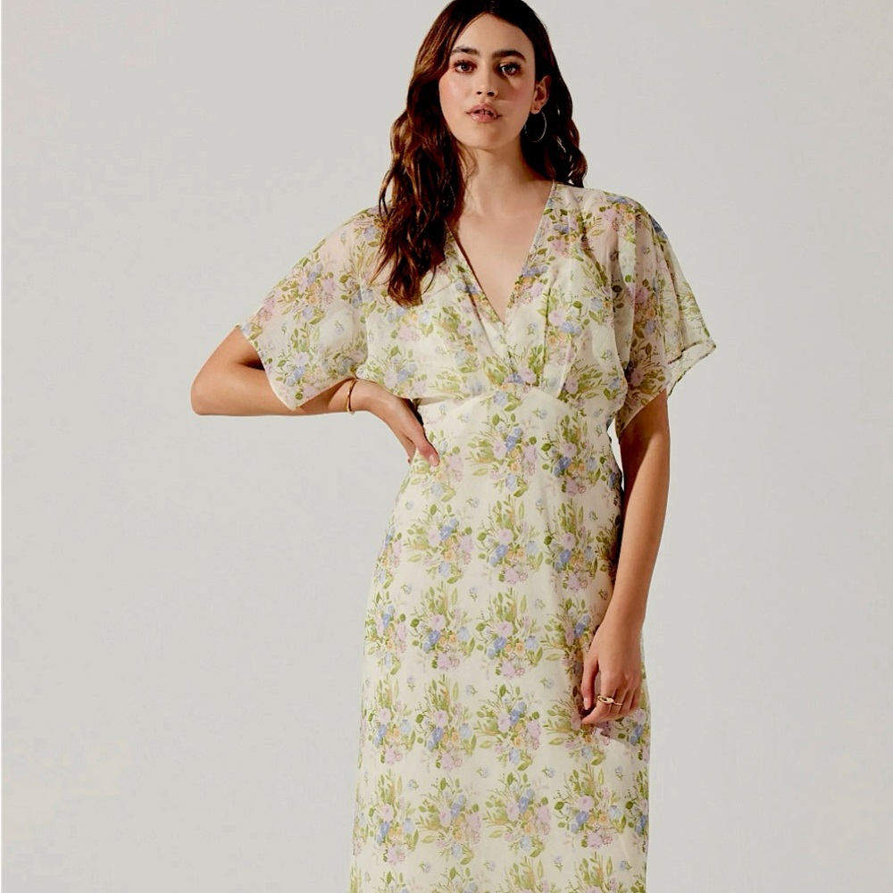ASTR the label floral spring maxi dress flutter sleeve